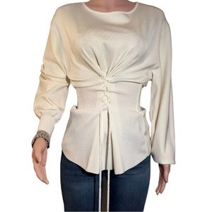 Zara Knit Corset Sweater with Balloon Sleeves (M)